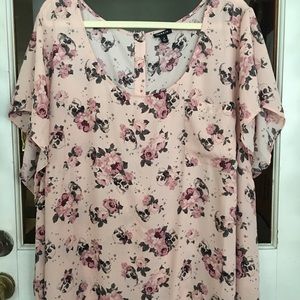 Torrid Sz 6 Pink Floral Skull Abbey Blouse